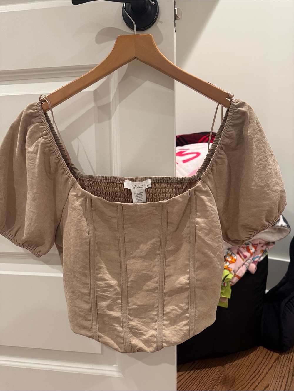 Tan pleaded top